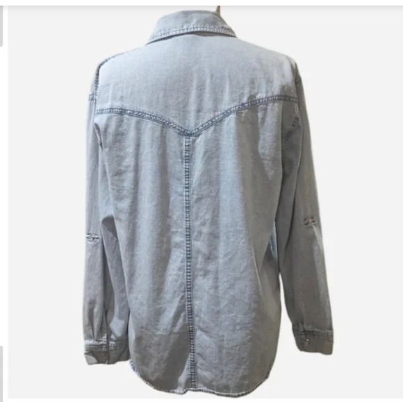 Jane & Delancey Light Wash Denim Button(snap)-Up Shirt. Sz Small. - Picture 4 of 8